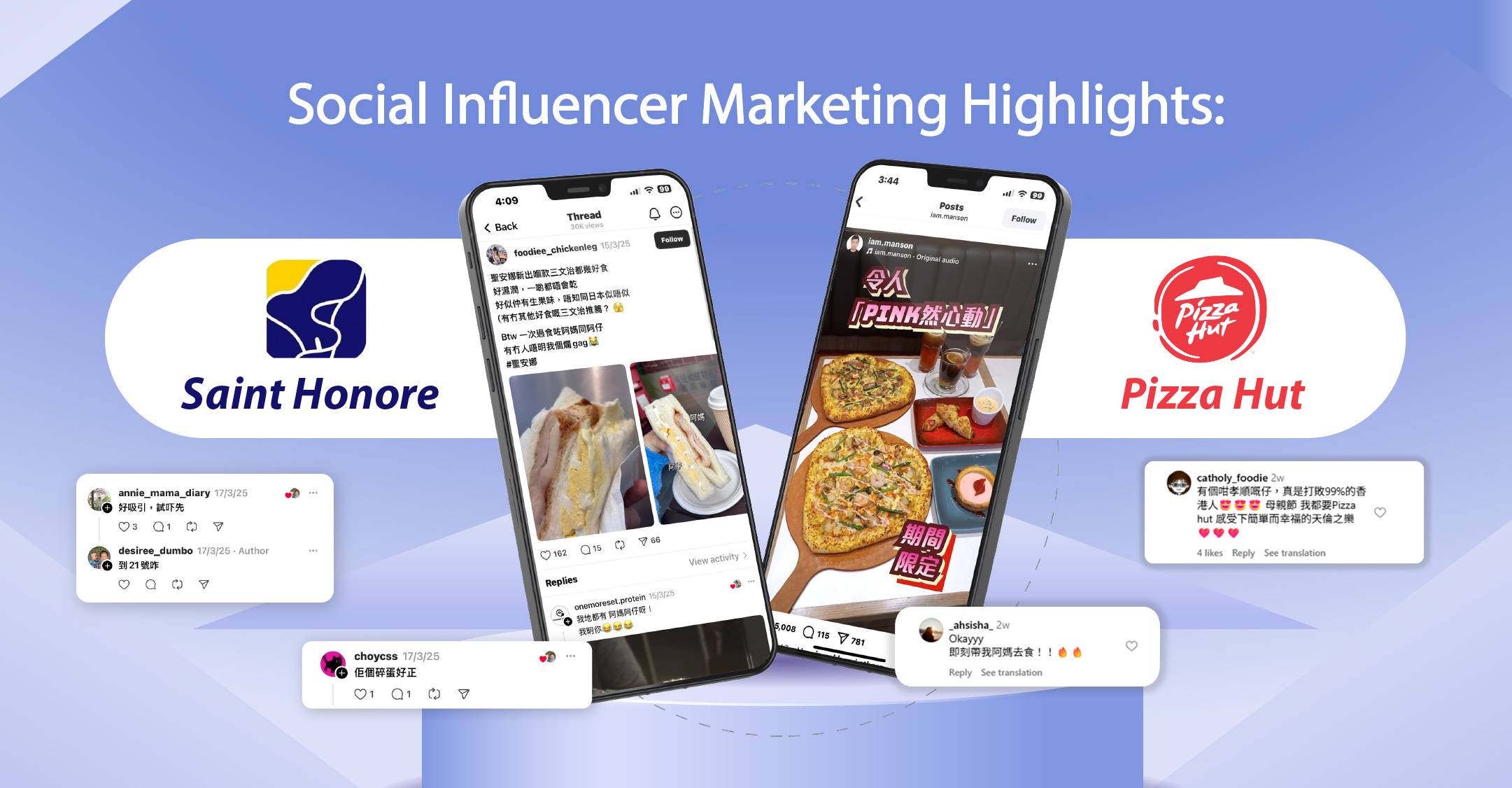 Social Influencer Marketing Highlights: Saint Honore and Pizza Hut Showcases